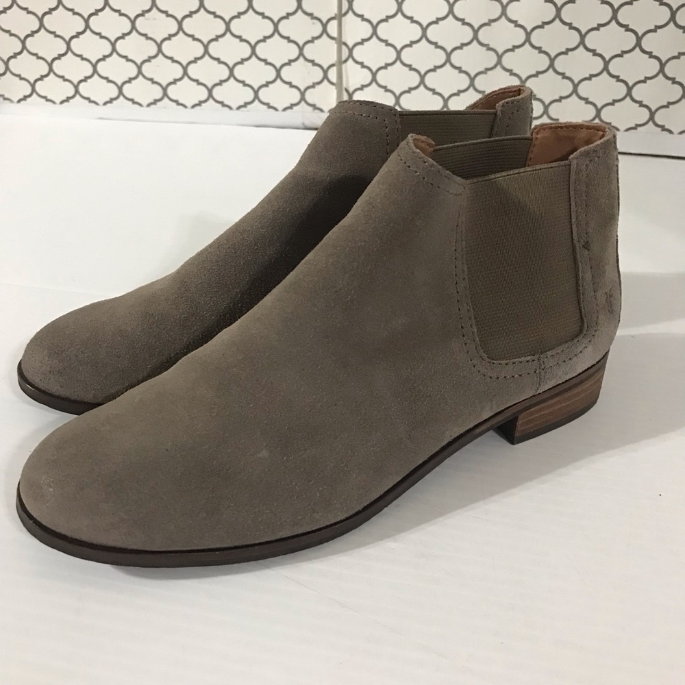 Frye Mallory Chelsea Suede Ankle Boots Taupe Western Cowgirl Slip On Size 8M